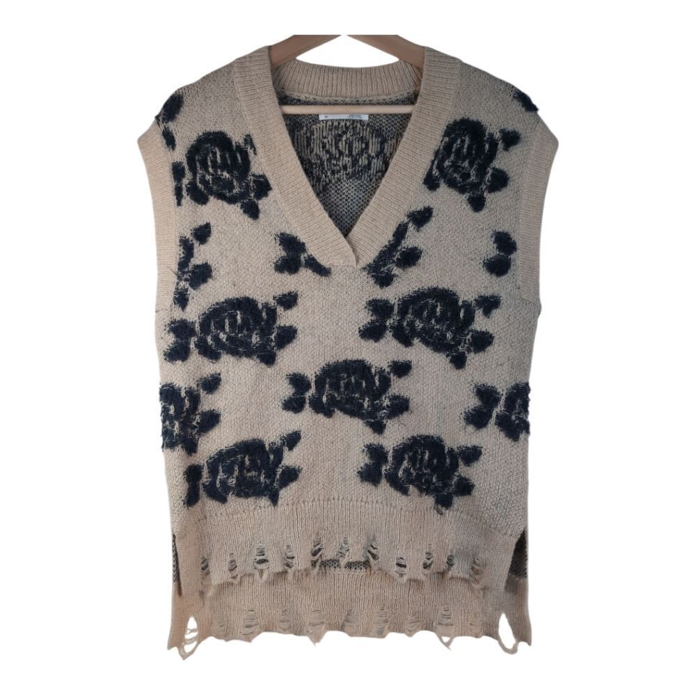 Anthropologie Oversized Rose Floral Vest Size M - Picture 2 of 11